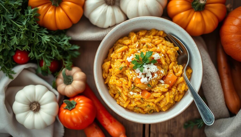 Creamy vegan butternut squash risotto for a flavorful plant-based delight.