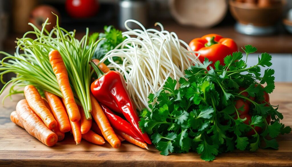 fresh vegetables for vegan pad thai