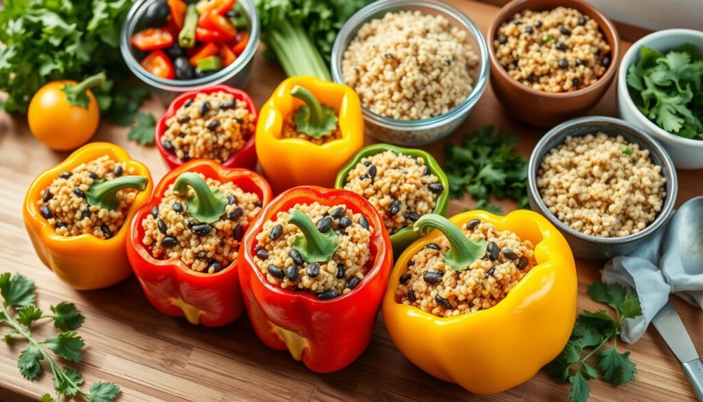 meal prep for quinoa stuffed peppers