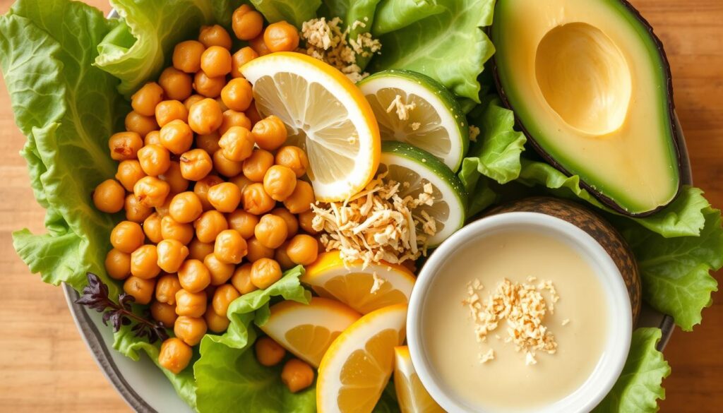key ingredients for the best vegan caesar salad