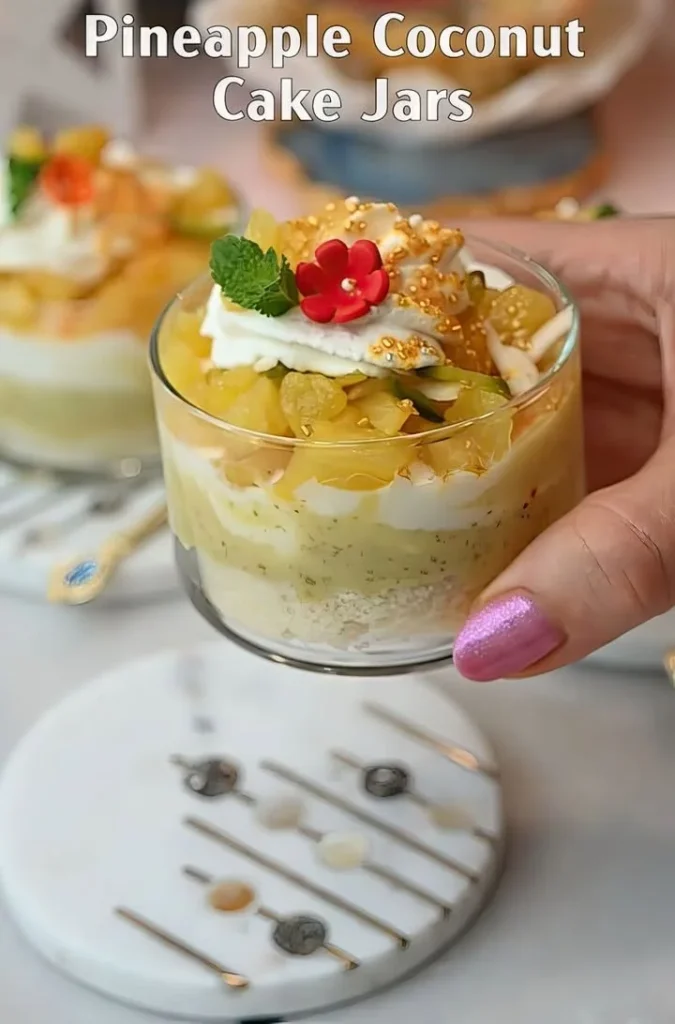 Pineapple Coconut Cake Jars - A delicious tropical dessert in mason jars